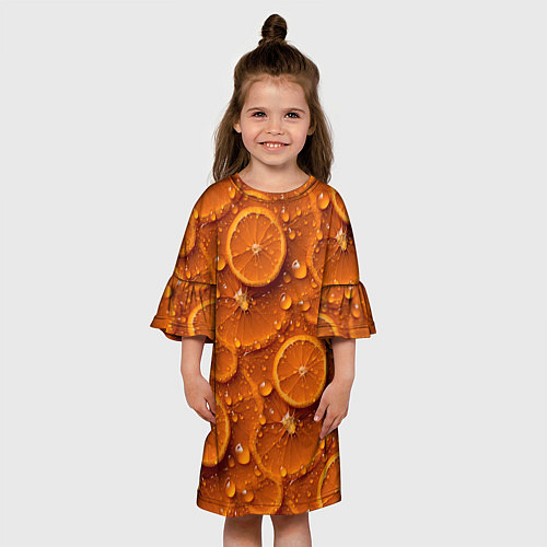 Детское платье Сочная текстура из долек апельсина / 3D-принт – фото 3