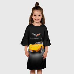 Платье клеш для девочки Американский спорткар Chevrolet Corvette Stingray, цвет: 3D-принт — фото 2