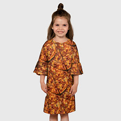 Платье клеш для девочки Сочная текстура из кусков пиццы, цвет: 3D-принт — фото 2