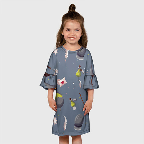 Детское платье Паттерн с магическими принадлежностями / 3D-принт – фото 3