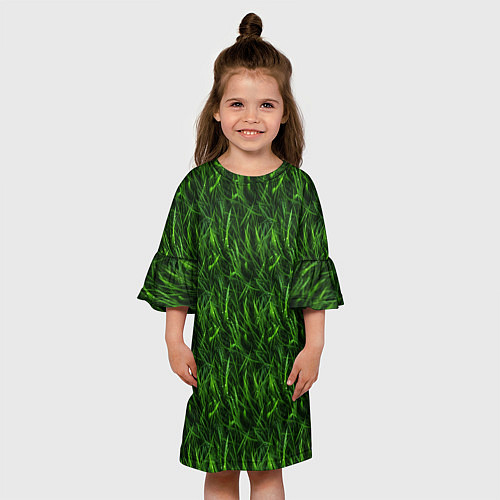 Детское платье Сочный узор из зеленой травки / 3D-принт – фото 3