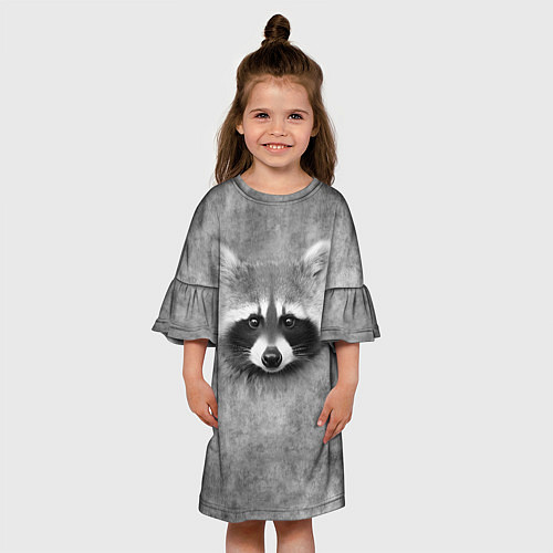 Детское платье Енот - grunge style texture / 3D-принт – фото 3