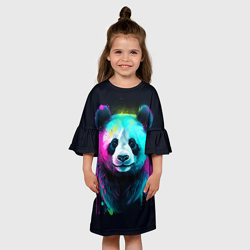 Детское платье Панда в неоновых красках / 3D-принт – фото 3