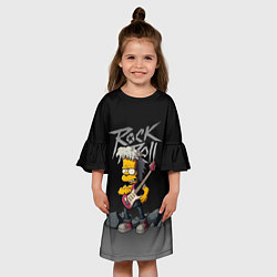 Платье клеш для девочки Рок Симпсоны, цвет: 3D-принт — фото 2