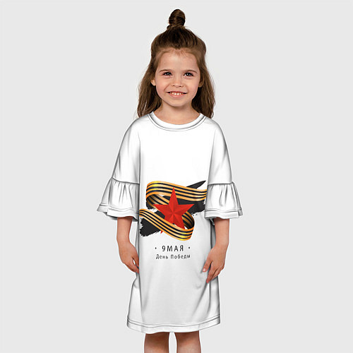 Детское платье 9 мая - георгиевская лента с красной звездой / 3D-принт – фото 3