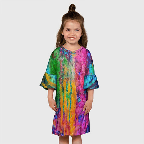 Детское платье Грубые разноцветные мазки краски / 3D-принт – фото 3