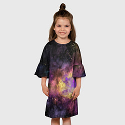 Платье клеш для девочки Космос рождение звезды, цвет: 3D-принт — фото 2