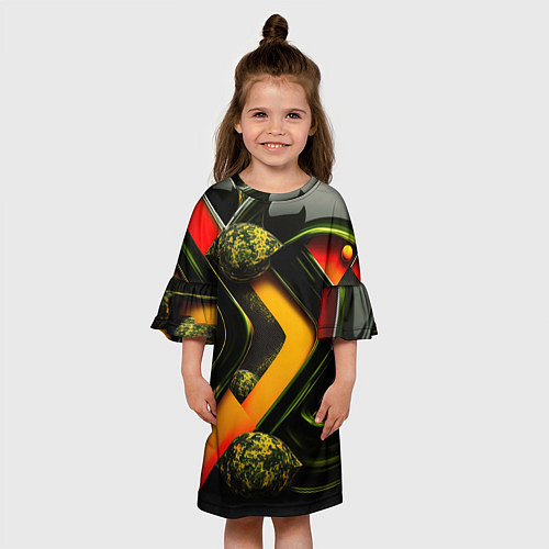 Детское платье Зеленая абстракция / 3D-принт – фото 3