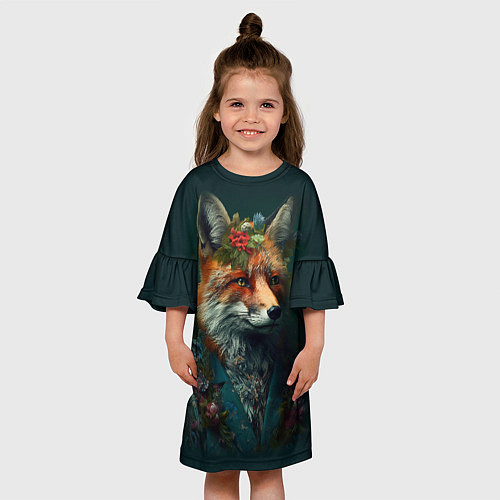 Детское платье Лис в цветочной рубашке / 3D-принт – фото 3