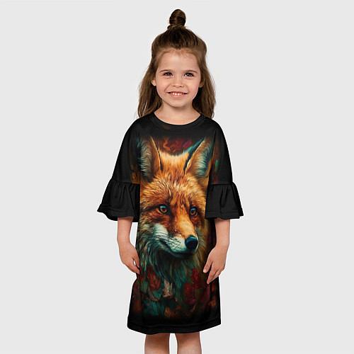 Детское платье Лисица в осенних листьях / 3D-принт – фото 3