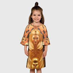 Платье клеш для девочки Матрёшка 585 Гольд, цвет: 3D-принт — фото 2
