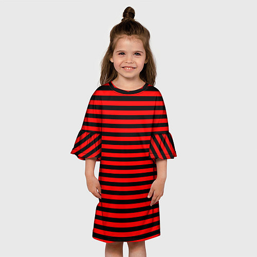 Детское платье Черно-красные полосы / 3D-принт – фото 3