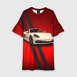 Платье клеш для девочки Немецкий спортивный автомобиль Porsche, цвет: 3D-принт