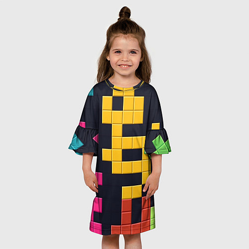 Детское платье Узор Тетрис абстракции / 3D-принт – фото 3