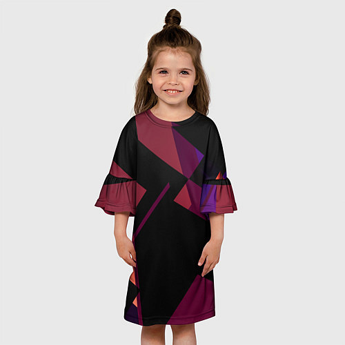 Детское платье Тёмно-розовые фигуры во тьме / 3D-принт – фото 3