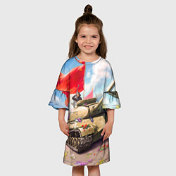 Платье клеш для девочки Русский танк, цвет: 3D-принт — фото 2