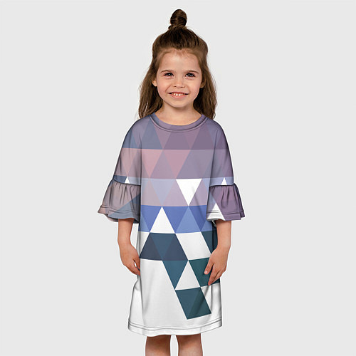 Детское платье Абстрактные разноцветные треугольники в паттерне / 3D-принт – фото 3