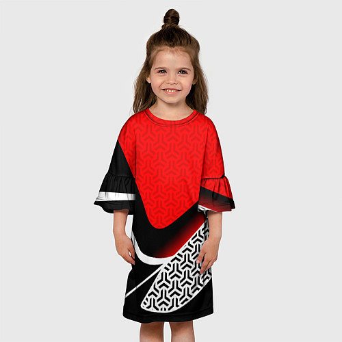Детское платье Геометрическая униформа - красная / 3D-принт – фото 3