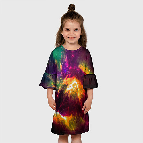 Детское платье Небула в космосе разноцветная - нейронная сеть / 3D-принт – фото 3