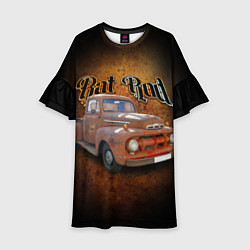 Платье клеш для девочки Винтажный автомобиль Ford F-1 в rat стиле, цвет: 3D-принт