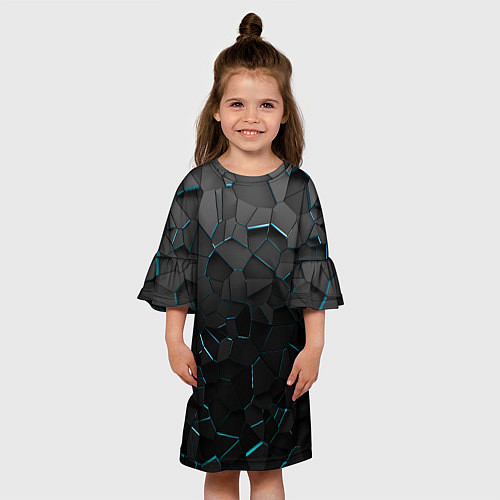 Детское платье Плиты с синей неоновой подсветкой / 3D-принт – фото 3