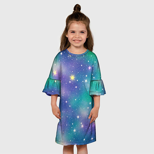 Детское платье Космическое сияние волшебное / 3D-принт – фото 3