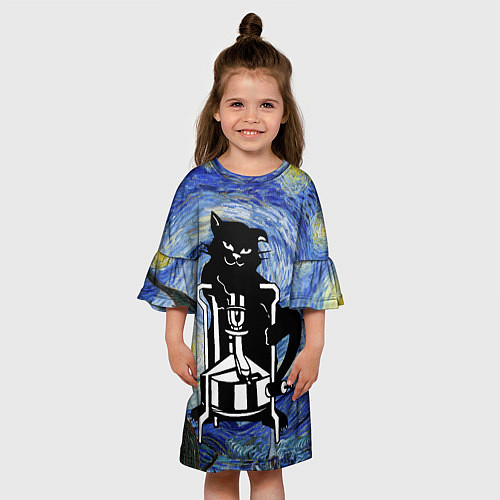 Детское платье Кот Бегемот на примусе в Звездной ночи / 3D-принт – фото 3