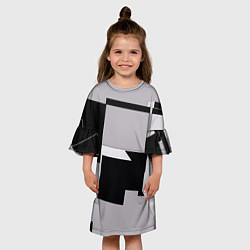 Платье клеш для девочки Белые и чёрные кубы в геометрии, цвет: 3D-принт — фото 2