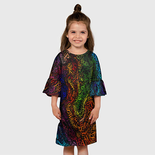 Детское платье Разноцветные английские буквы / 3D-принт – фото 3