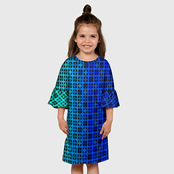 Платье клеш для девочки Сине-зеленый геометрический узор, цвет: 3D-принт — фото 2