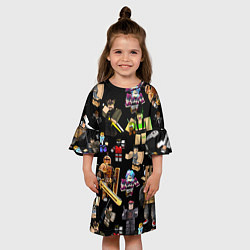 Платье клеш для девочки Роблокс и его персонажи, цвет: 3D-принт — фото 2