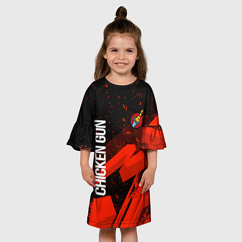Детское платье Чикен ган - красная абстракция / 3D-принт – фото 3
