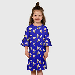Платье клеш для девочки Ванпанчмен паттерн синий фон, цвет: 3D-принт — фото 2