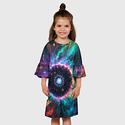 Платье клеш для девочки Астрономический пейзаж, цвет: 3D-принт — фото 2