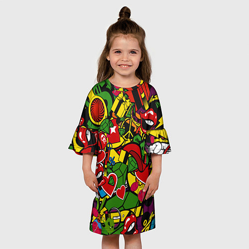 Детское платье Хиппи, знаки, позитифф / 3D-принт – фото 3