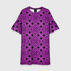 Платье клеш для девочки Геометрический узор в пурпурных и лиловых тонах, цвет: 3D-принт