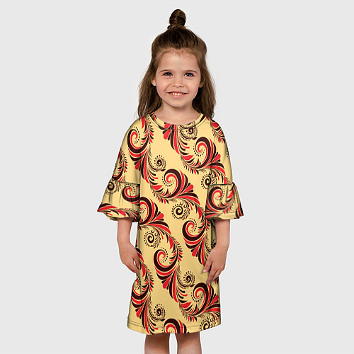Детское платье Винтажный растительный орнамент / 3D-принт – фото 3