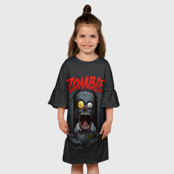Платье клеш для девочки Барт Симпсон зомби, цвет: 3D-принт — фото 2