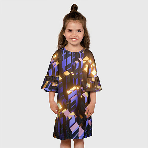 Детское платье Фиолетовые и светящиеся кубы / 3D-принт – фото 3