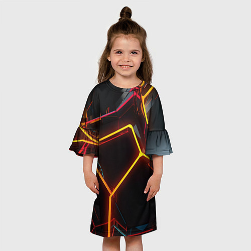 Детское платье Неон на черном фоне / 3D-принт – фото 3