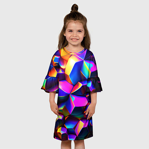 Детское платье Бензиновые неоновые кристаллы / 3D-принт – фото 3