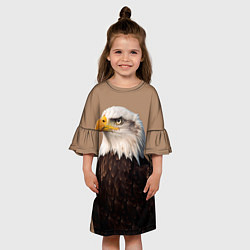Платье клеш для девочки Белоголовый орлан птица, цвет: 3D-принт — фото 2