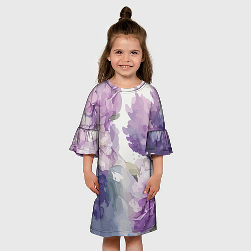 Детское платье Сирень и Пионы Акварель / 3D-принт – фото 3