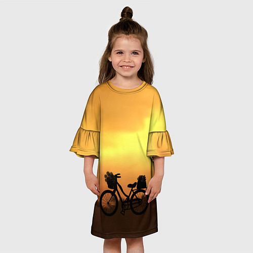 Детское платье Велосипед на закате / 3D-принт – фото 3
