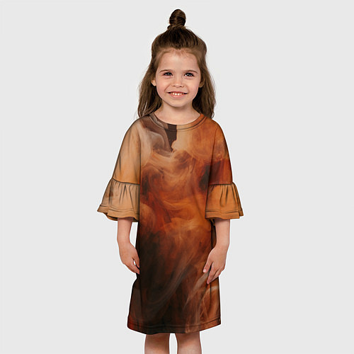 Детское платье Оранжевый абстрактный дым / 3D-принт – фото 3