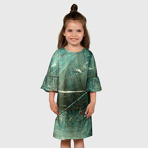 Детское платье Серо-зелёный стиль / 3D-принт – фото 3