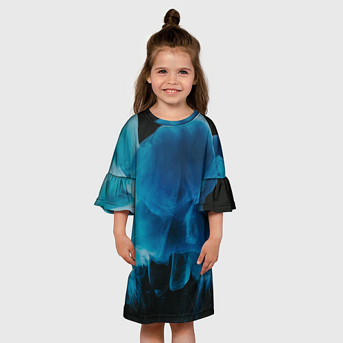Детское платье Абстрактный синий дым / 3D-принт – фото 3