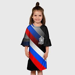 Платье клеш для девочки Пограничные войска - флаг РФ, цвет: 3D-принт — фото 2