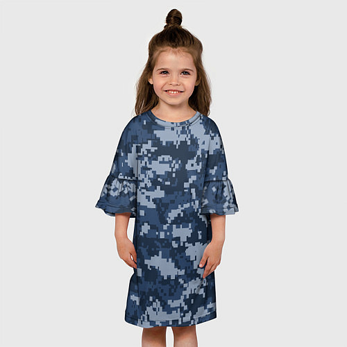 Детское платье Сине - черный камуфляж / 3D-принт – фото 3