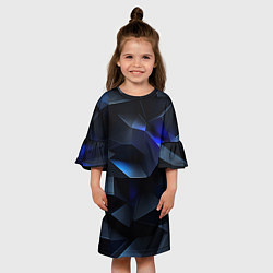Платье клеш для девочки Синие и черные кубы, цвет: 3D-принт — фото 2